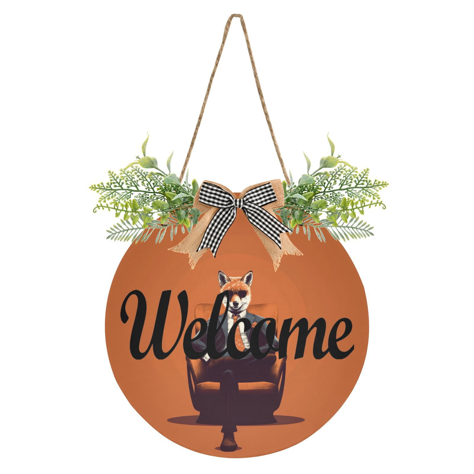 Fox Suit Sofa Welcome Sign for Front Door Wreath Door Sign for ...