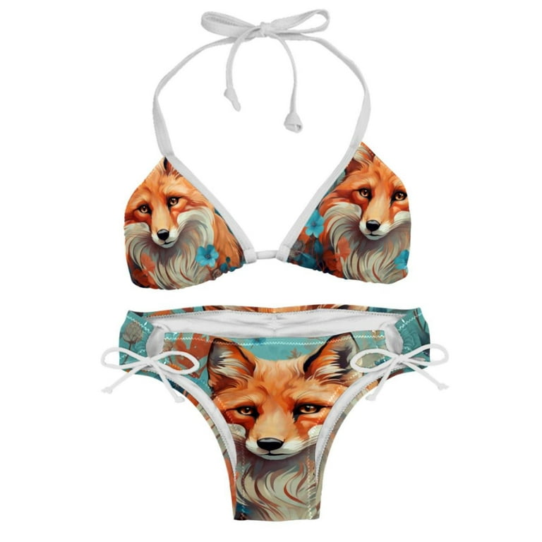 Fox Swimsuit Women Bikini Set with Detachable Sponge and Adjustable Strap Swimwear 2 Pack for Various Scenes Walmart