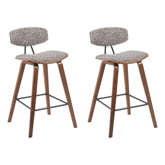 Fox Swivel Counter Height Bar Stool with Brown Seat and Walnut Wood - Set of 2