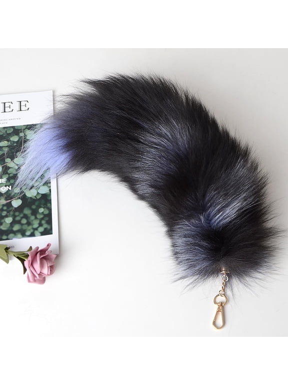 Fox Tail 12.2*3.54 Inch Animal Tail Shaggy Faux Fur Tail Realistic Fox Tail Keychain Decorative Therian Tail For Handbag Backpack Cosplay