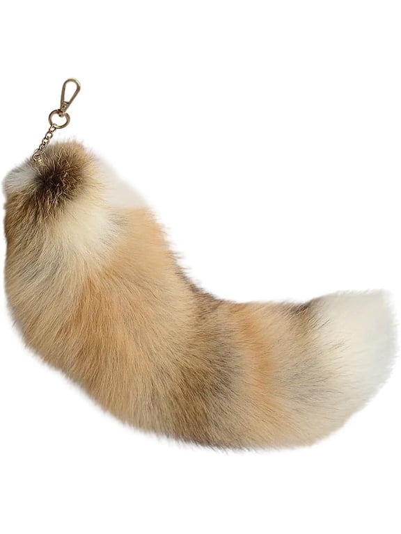 Fox Tail Keychain 15.75 Inch Long Faux Fur Tail Keyring Cosplay Therian Costume Handbag Charm Gift for Party