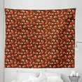 thumbnail image 1 of Fox Tapestry, Paw Print Pattern Background with Cartoon Cunning Forest Animals, Fabric Wall Hanging Decor for Bedroom Living Room Dorm, 5 Sizes, Orange Army Green White, by Ambesonne, 1 of 1