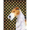 thumbnail image 1 of Fox Terrier Candy Corn Halloween Portrait Canvas Flag - House Size- 28 x 40 in., 1 of 1