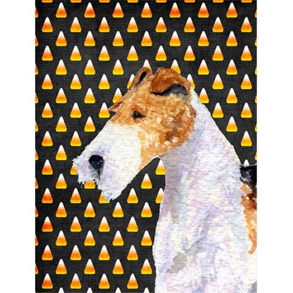 Fox Terrier Candy Corn Halloween Portrait Flag - Garden Size- 11 x 15 in.