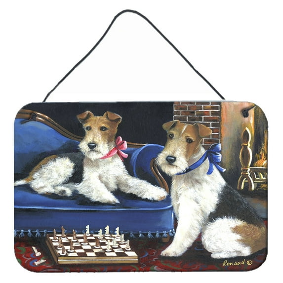 Fox Terrier Checkmates Wall or Door Hanging Prints PPP3261DS812