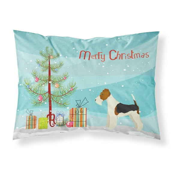 Fox Terrier Christmas Tree Fabric Standard Pillowcase