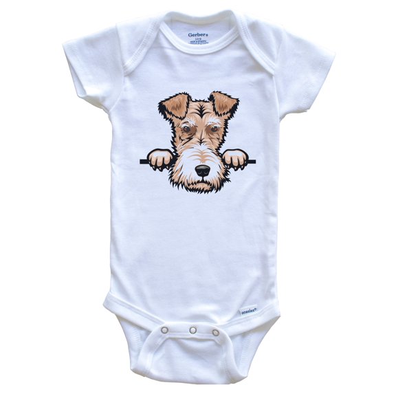 Fox Terrier Dog Breed Cute One Piece Baby Bodysuit v2, 0-3 months white