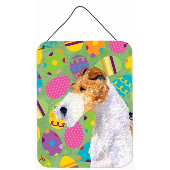 Fox Terrier Easter Eggtravaganza Aluminium Metal Wall Or Door Hanging Prints - 12 x 16 in.