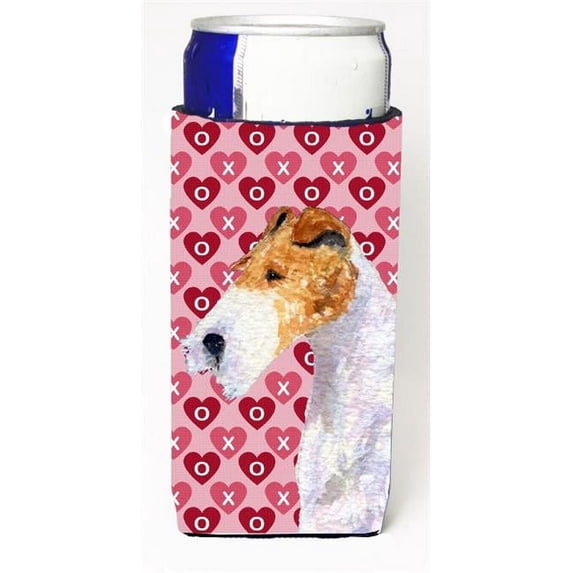 Fox Terrier Hearts Love And Valentines Day Portrait Michelob Ultra bottle sleeves For Slim Cans - 12 oz.