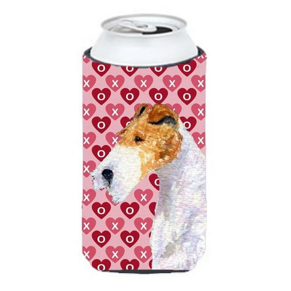 Fox Terrier Hearts Love And Valentines Day Portrait Tall Boy bottle sleeve Hugger - 22 To 24 oz.