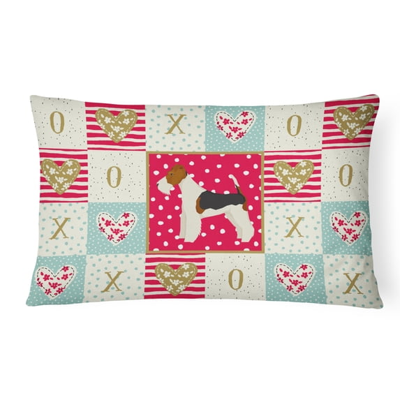 Fox Terrier Love Canvas Fabric Decorative Pillow