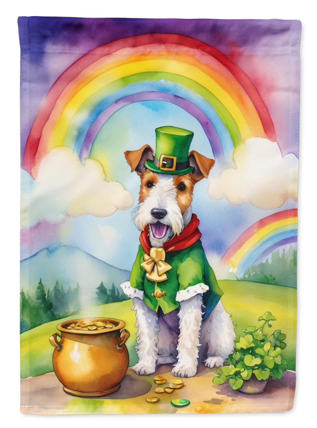Fox Terrier St Patrick's Day House Flag 28 in x 40 in