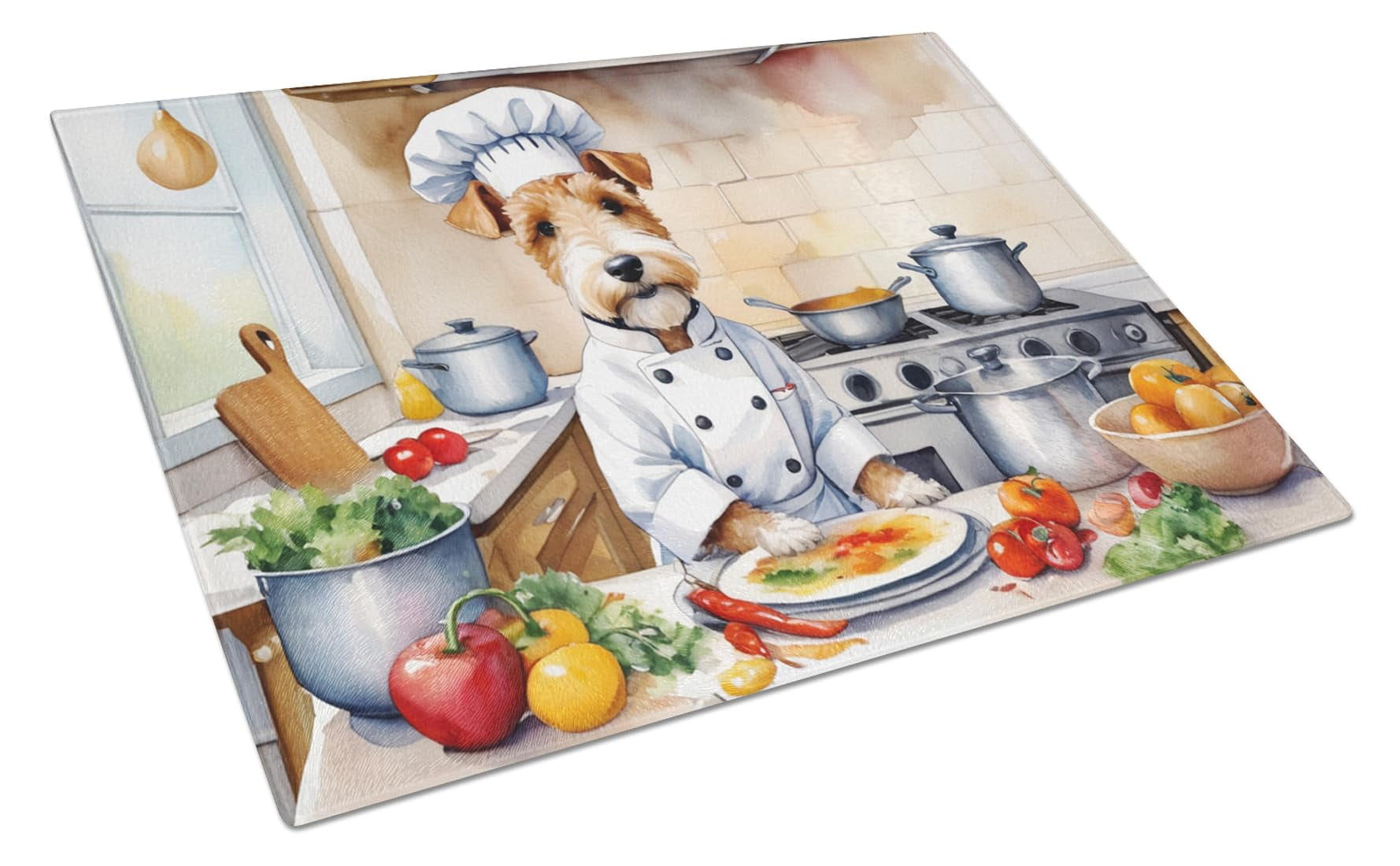 Fox Terrier The Chef Glass Cutting Board 12 in x 15 in
