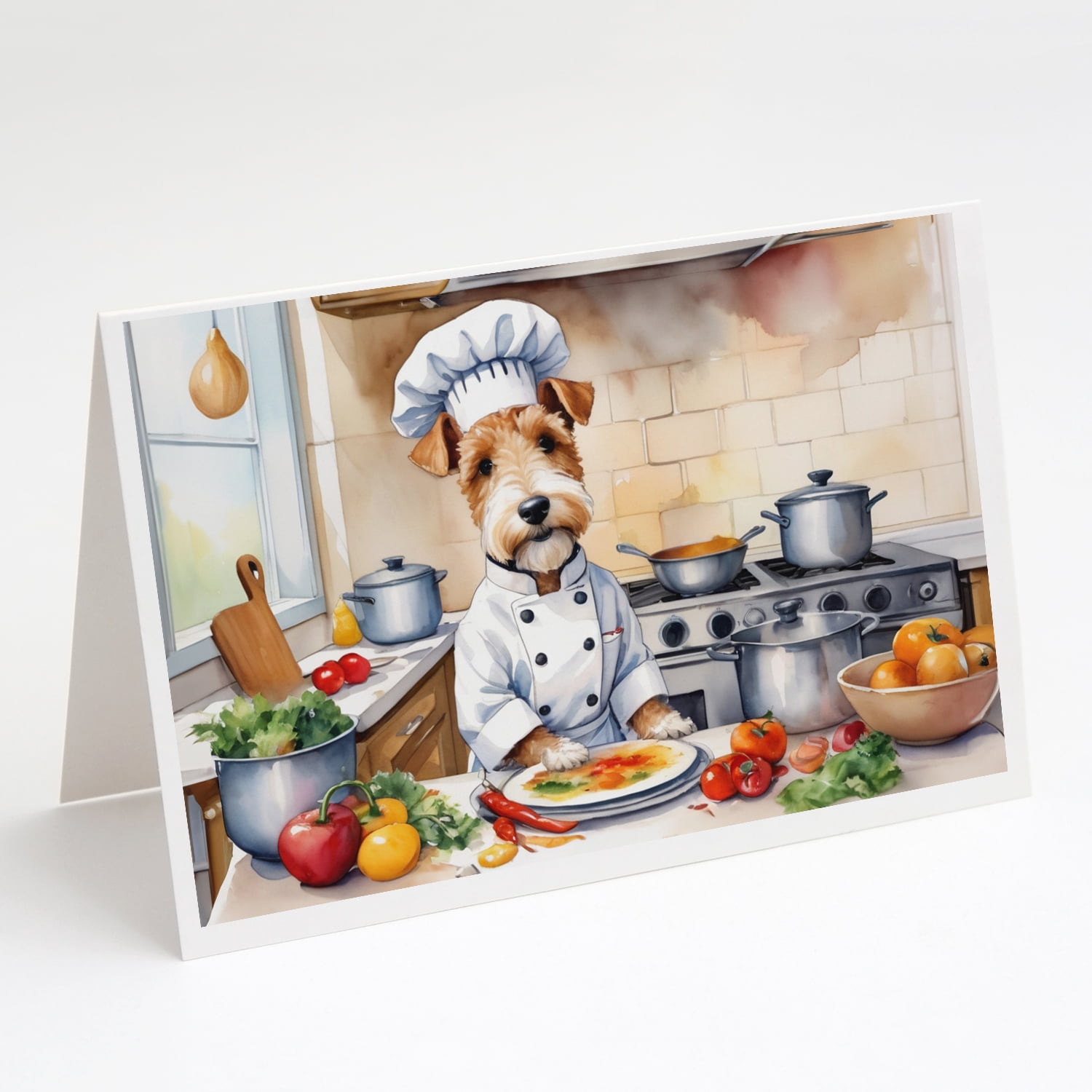 Fox Terrier The Chef Greeting Cards Pack of 8 7 in x 5 in