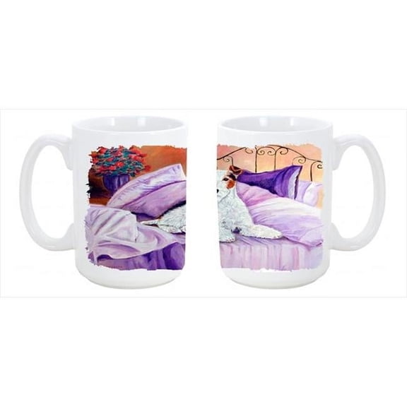 Fox Terrier Waiting on Mom Dishwasher Safe Microwavable Ceramic Coffee Mug 15 oz.