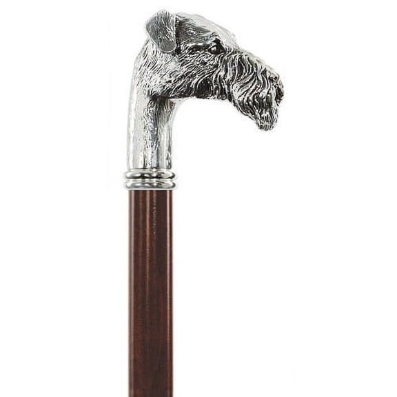 Fox Terrier Walking Cane with Silver Plated Terrier Handle wood cane for dog lover. Made in Italy