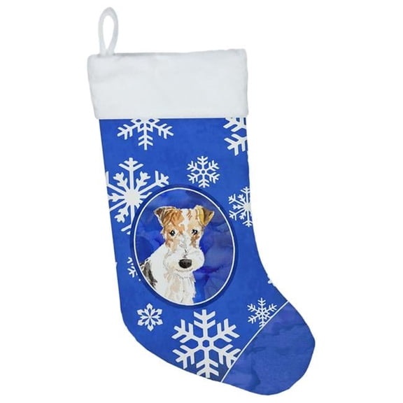 Fox Terrier Winter Snowflakes Christmas Stocking