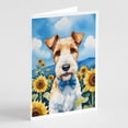 thumbnail image 1 of Fox Terrier in Sunflowers Greeting Cards Pack of 8 7 in x 5 in, 1 of 3