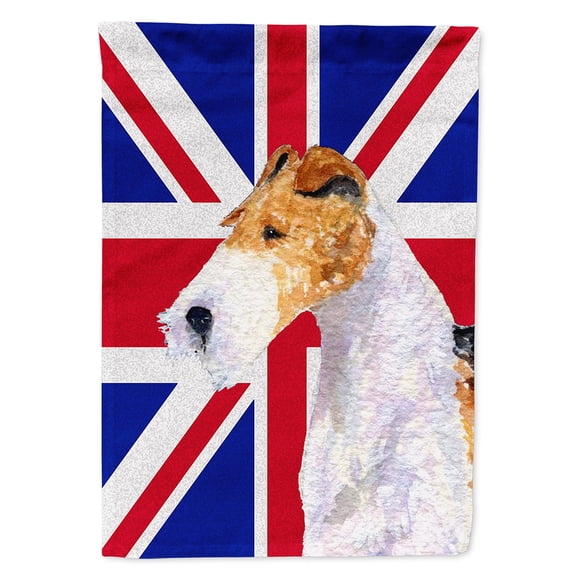 Fox Terrier with English Union Jack British Flag Garden Flag