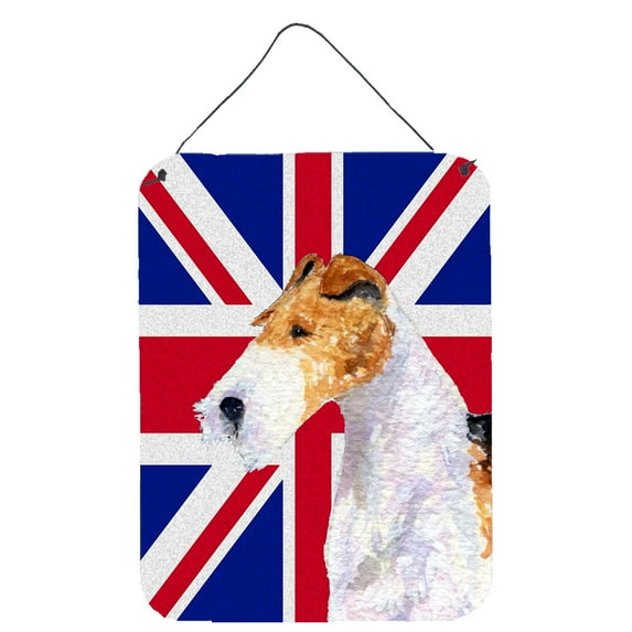 Fox Terrier with English Union Jack British Flag Wall or Door Hanging Prints