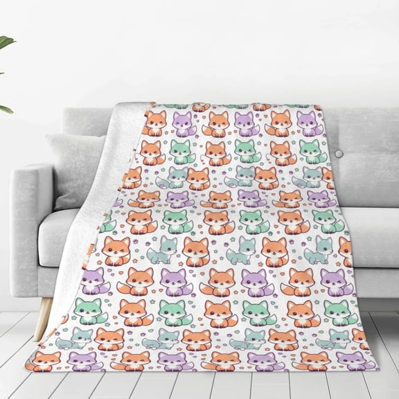 Fox Throw Blanket Flannel Bedding Throw for Couch Sofa, Fox Gifts for Women Men Adults Home 50x40