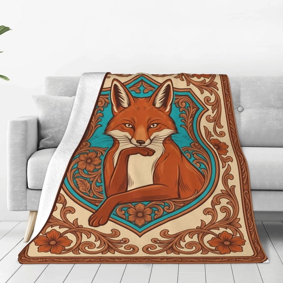 Fox Throw Blanket, Flannel Fleece Couch Blanket, Cozy Warm Fuzzy Foxes Decor Bedding Gift Adults 50x40
