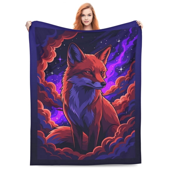 Fox Throw Blanket, Flannel Fleece Fox Gifts for Adults, Bedding Blanket for Couch Sofa Bed Decor 50x40