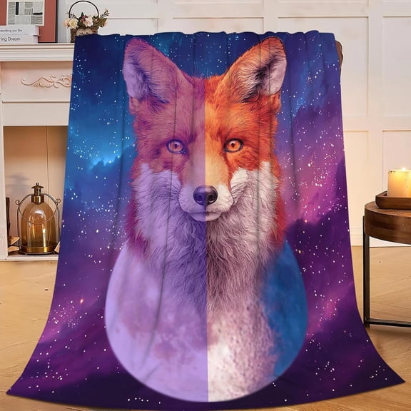 Fox Throw Blanket Orange Fox Stuff Gifts for Girls Boys Adults Women Men Soft Cozy Warm Plush Fluffy Fuzzy Fleece Blanket Decor 40''X50''