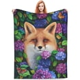 thumbnail image 1 of for Fox Throw Blanket Soft Fleece Flower Fox Blankets Plush Comfy Microfiber Decor for Home Couch Living Room Bed Sofa Cozy Warm Gifts for Women Men Boys Girls Lightweight 50" X 40", 1 of 6