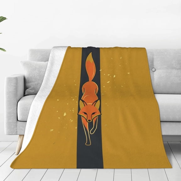 Fox Throw Blanket Warm Winter Bedding for Couch, Flannel Cute Forest Fox Pattern 50x40