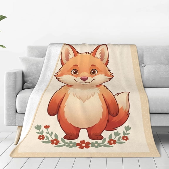 Fox Throw Blanket for Winter Couch Bedding, Cute Forest Fox Decor, Gifts for Fox Lover, Warm 50x40