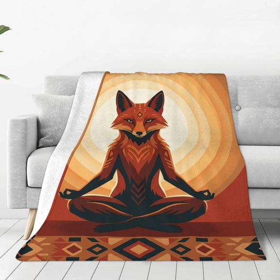 Fox Throw Blanket for Winter Couch Bedding, Cute Forest Fox Theme, Gifts for Fox Lover, Warm Flannel 50x40