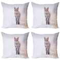 thumbnail image 1 of Fox Throw Pillow Cushion Case Pack of 4, Red Fox in Rural Environment Field Covered with Snow Stormy Freezing Weather Image, Modern Accent Double-Sided Print, 4 Sizes, Brown White, by Ambesonne, 1 of 5