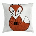 thumbnail image 1 of Fox Throw Pillow Cushion Cover, Cartoon Young Fox Character with Spiral Patterns Cute Friendly Charming, Decorative Square Accent Pillow Case, 24 X 24 Inches, Dark Orange Black White, by Ambesonne, 1 of 2