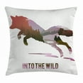 thumbnail image 1 of Fox Throw Pillow Cushion Cover, Jumping Fox Silhouette with Woodland Wilderness Hunting Decor Survival Theme, Decorative Square Accent Pillow Case, 20 X 20 Inches, Lavender Brown Coral, by Ambesonne, 1 of 2