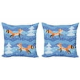 thumbnail image 1 of Fox Throw Pillow Cushion Cover Pack of 2, Abstract Graphic of Animal and Trees on Wavy Snowing Winter Background, Zippered Double-Side Digital Print, 4 Sizes, Multicolor, by Ambesonne, 1 of 2