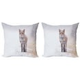 thumbnail image 1 of Ambesonne Fox Throw Pillow Cover 2 Pack, Rural Field Snow Stormy, 16", Brown White, 1 of 2