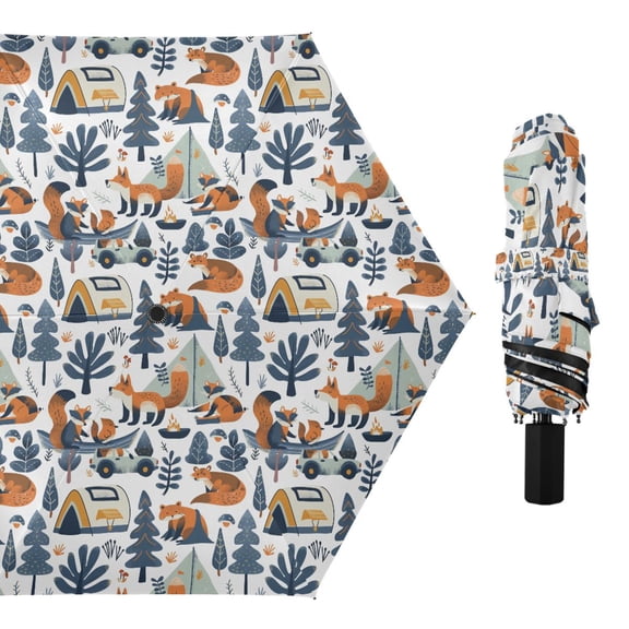 Fox Tree Car Tent Compact Sun Umbrella Windproof Travel Umbrellas for Rain Strong Portable UV Protection