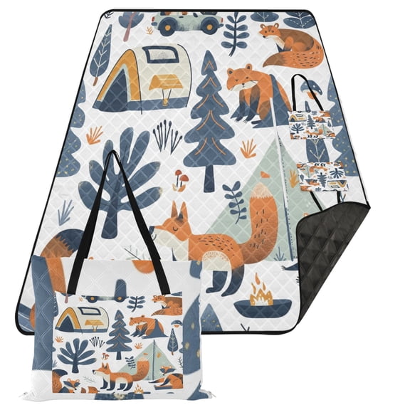 Fox Tree Car Tent Extra Large Picnic Beach Blanket Waterproof Sand Proof Portable Outdoor Mat 80x118
