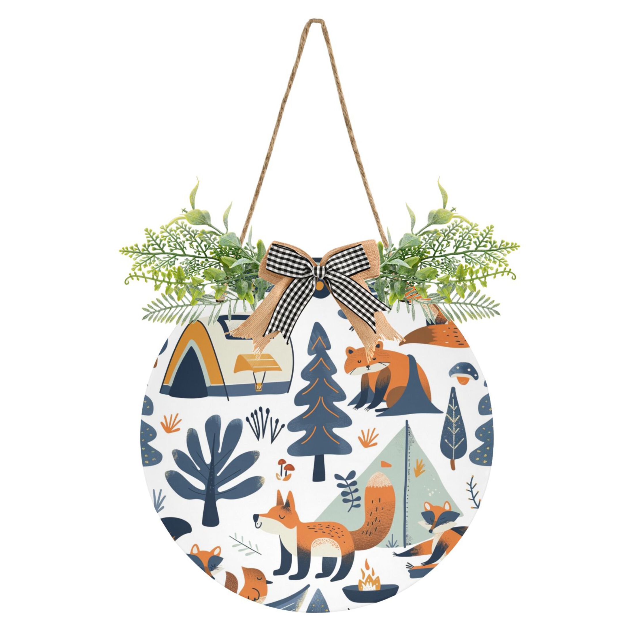 Fox Tree Car Tent Welcome Front Door Sign Round 12 inch Porch Hanging ...