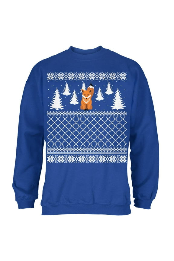 Fox Ugly Christmas Sweater Royal Adult Sweatshirt