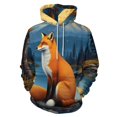 thumbnail image 1 of Fox Under Moonlit Sky Men's Women Vintage 3D Hooded Sweatshirt - All-Season Loose Fit Streetwear, 1 of 6