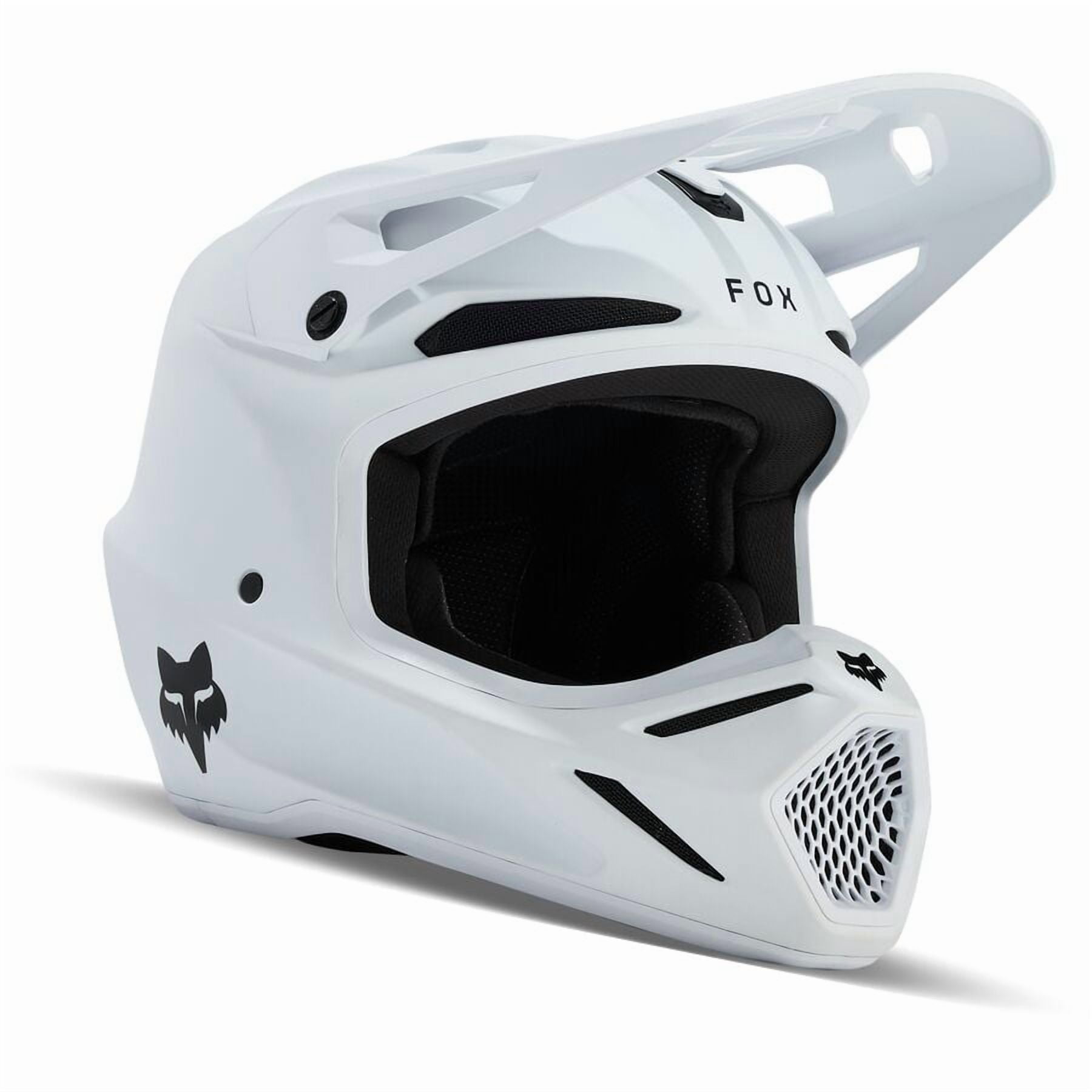 Fox V3 Solid Youth Helmet (Large, Matte White)