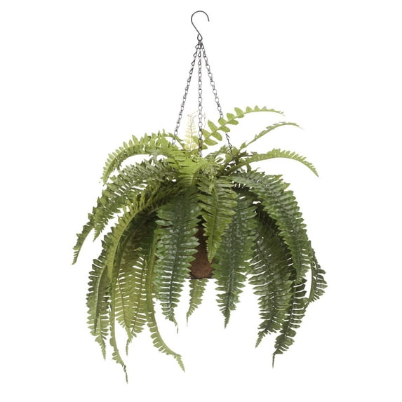 OakRidge Fully Assembled Artificial Fern Hanging Basket – Indoor/Outdoor Use – 23 ½” L