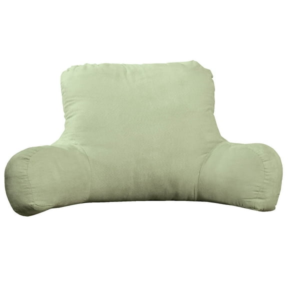 Miles Kimball Backrest Pillow with Firm Support Arms, 20” x 31” x 14” – Faux Suede Polyester Sage Green Fabric with Dense Foam Interior for Proper Back Support, Size Fits Adults or Children