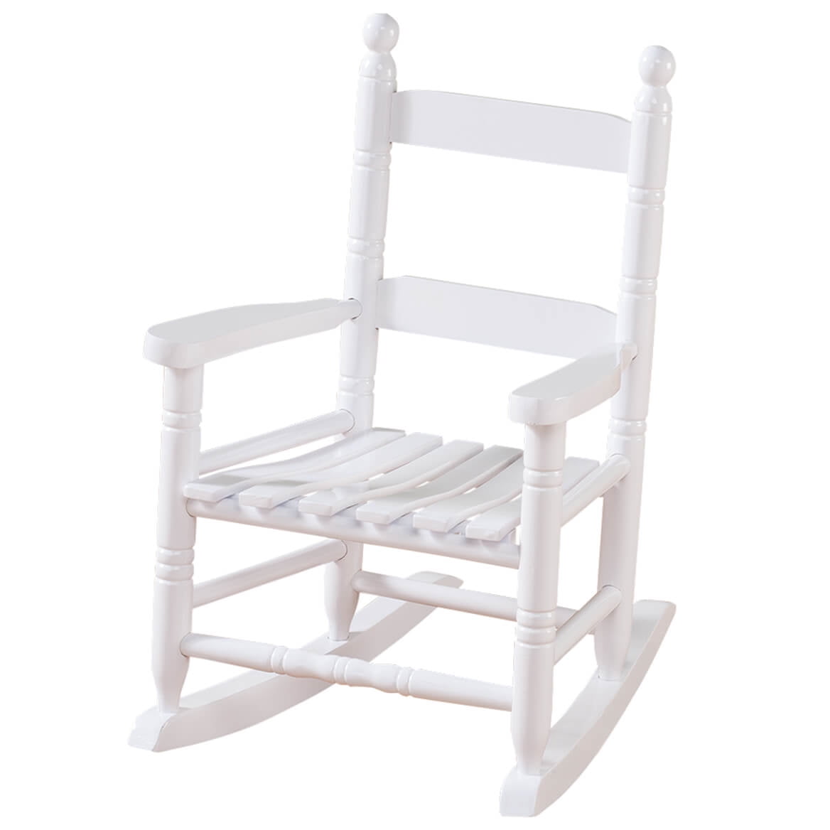Child’s White Rocking Chair – Solid Hardwood Construction with Slatted Back & Seat – Classic 22.5" Nursery Chair for Toddlers