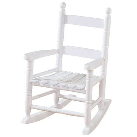 Child’s White Rocking Chair – Solid Hardwood Construction with Slatted Back & Seat – Classic 22.5" Nursery Chair for Toddlers