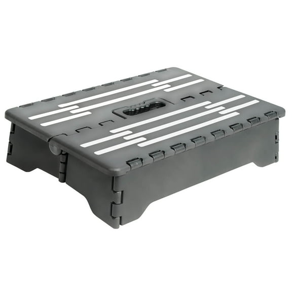 Miles Kimball Fox Valley Traders Portable Help Step, 16” W x 12” D x 4” Tall – Folds to Small Size for Storage, Non-Slip Rubber Step Surface for Safety, Durable Plastic Construction Supports 300 Lbs.