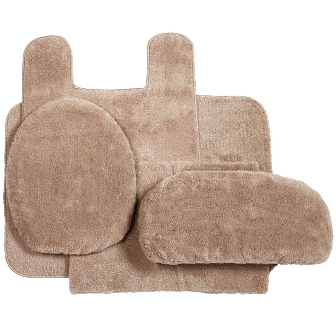 Sand Beige Plush Machine Made 5-Piece Bath Mat Set