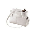 thumbnail image 1 of Womens Leather Handbag with Double Shoulder Straps, 3 Interior Pockets & 4 Exterior Pockets, White, 1 of 5